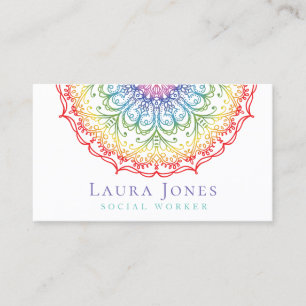 Rainbow Ombre Gradation Mandala Health Wellness Business Card