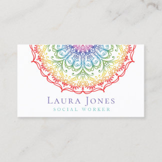 Rainbow Ombre Gradation Mandala Health Wellness Business Card