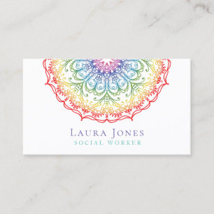 Rainbow Ombre Gradation Mandala Ladies Stylist Business Card