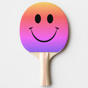 Rainbow Ombre Happy Face Ping Pong Paddle
