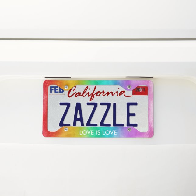 Rainbow Ombre - Love is Love License Plate Frame (On Car)