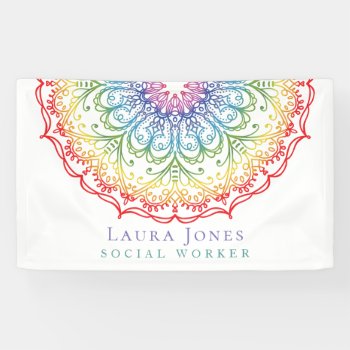 Rainbow Ombre Mandala Ladies Pride Convention Banner by Pip_Gerard at Zazzle