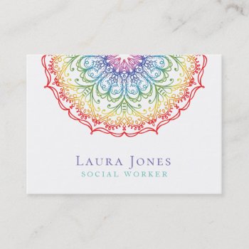 Rainbow Ombre Mandala Ladies Pride Hair Stylist Business Card by Pip_Gerard at Zazzle