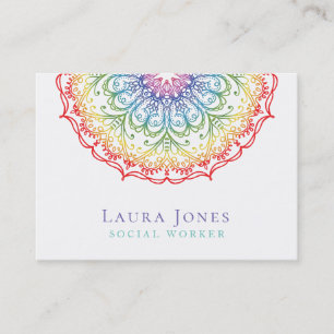 Rainbow Ombre Mandala Ladies Pride Hair Stylist Business Card