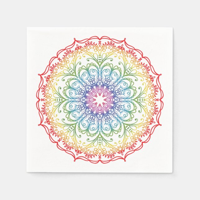 Rainbow Ombre Mandala  Napkins (Front)