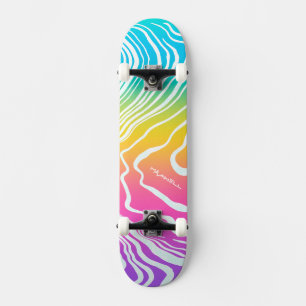 Rainbow Ombre Marbled Abstract Skateboard