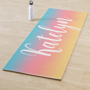Rainbow Ombre Personalized Name Yoga Mat