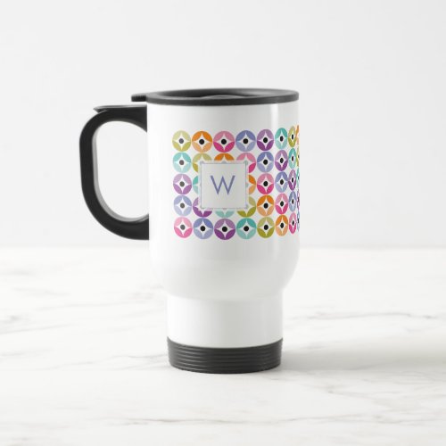 Rainbow Ombre Polka Dot Quilt Pattern Travel Mug