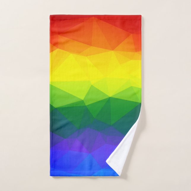 Rainbow Ombre Polygon Bath Towel Set (Hand Towel)