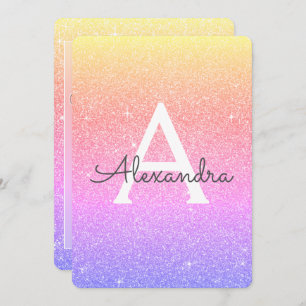 Rainbow Ombre Sparkle Glitter Hen's Party Invitation