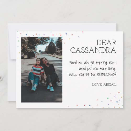 Rainbow Ombre  Stars LGBT Bridesmaid Proposal Invitation