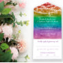 Rainbow Ombre String Lights Gay Wedding All In One Invitation