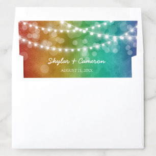 Rainbow Ombre String Lights Gay Wedding Envelope Liner