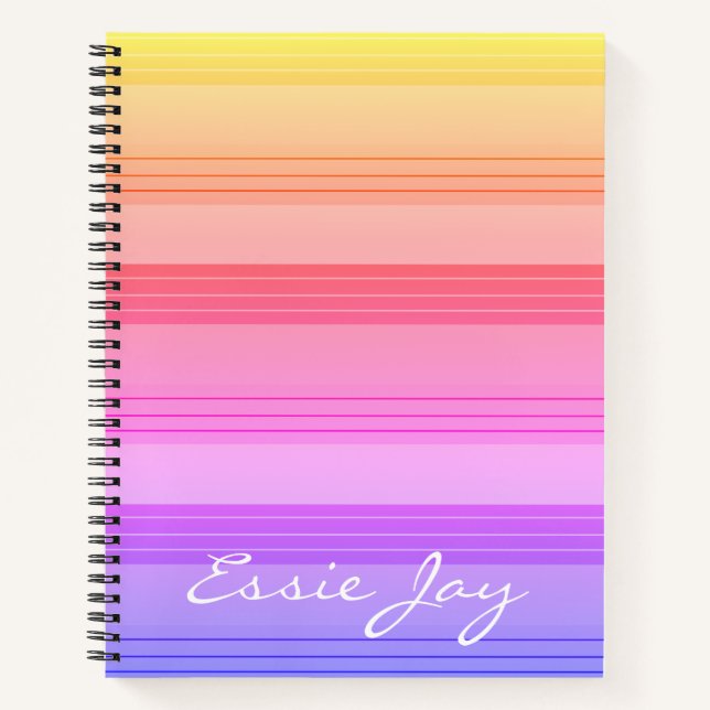 Rainbow Ombre stripe Pattern Notebook (Front)