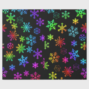 Rainbow Ombre Swirling Snowflakes Wrapping Paper