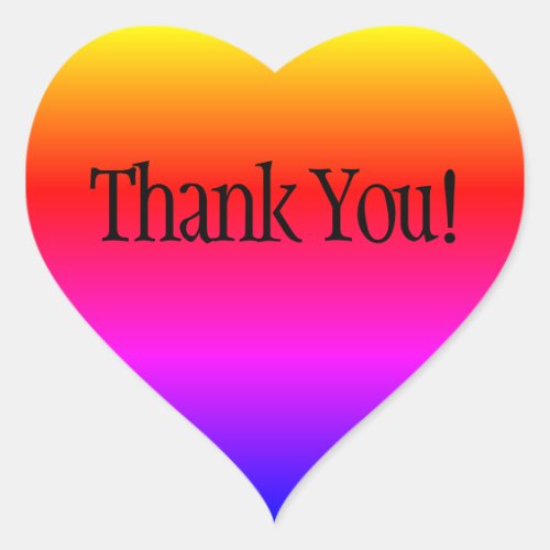 Rainbow Ombre Thank You Heart Sticker