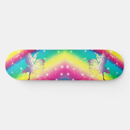 Rainbow Ombre Unicorn Skateboard