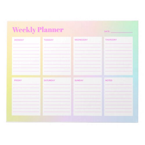 Rainbow Ombre Weekly 55 x 6 Notepad _ 40 pgs