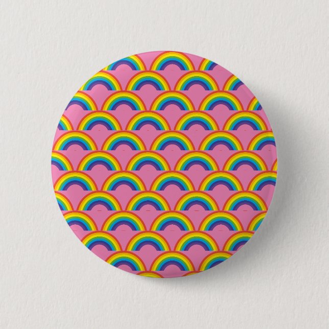 Rainbow on a Pink background Button (Front)