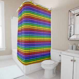 rainbow on black Mid century mod dots circles Shower Curtain