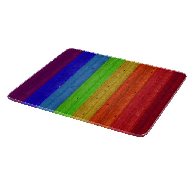 Rainbow on Wood Cutting Board (Corner)