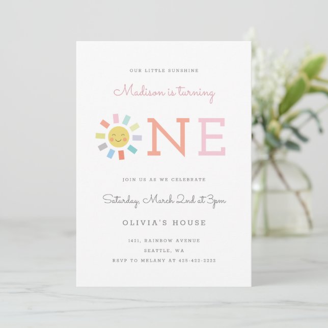 Rainbow One Kid's birthday party Invitation (Standing Front)