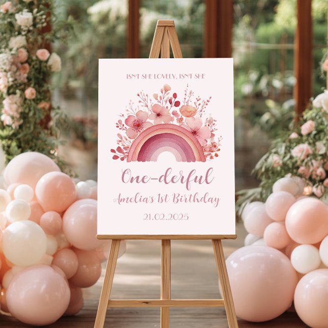 Rainbow Onederful 1st Birthday Party Welcome  Poster (Creator Uploaded)