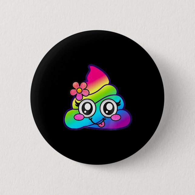Rainbow Op Emoji Cute Unicorn O Flower Silly  Button (Front)