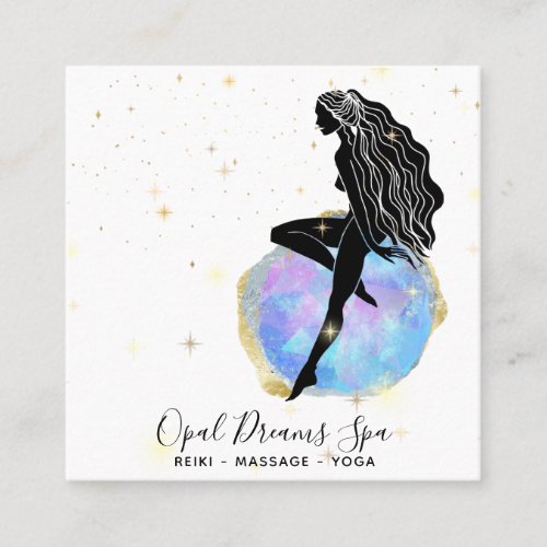  Rainbow Opal Goddess Star Celestial Magical  Square Business Card