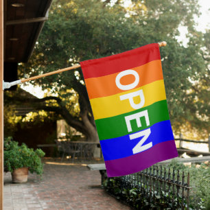 Rainbow Open Sign Flag