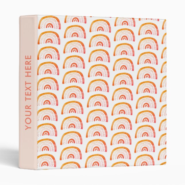 Rainbow orange boho 3 ring binder (Front/Spine)