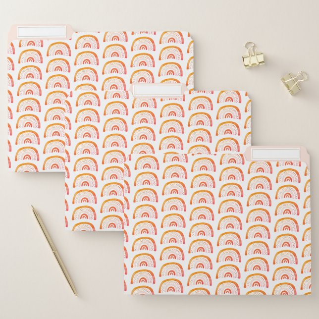 Rainbow orange boho file folder (Set)