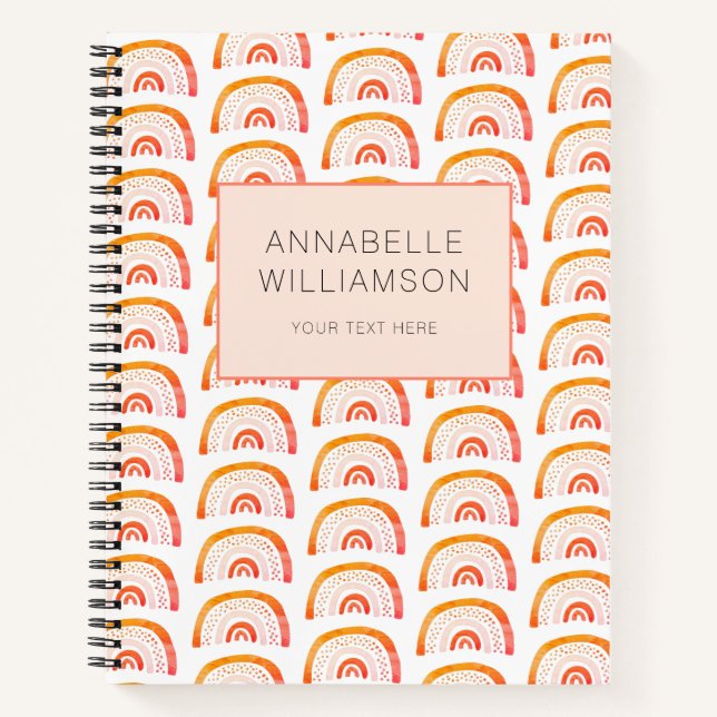 Rainbow orange boho notebook (Front)