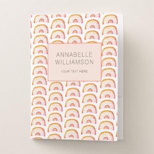 Rainbow orange boho pocket folder
