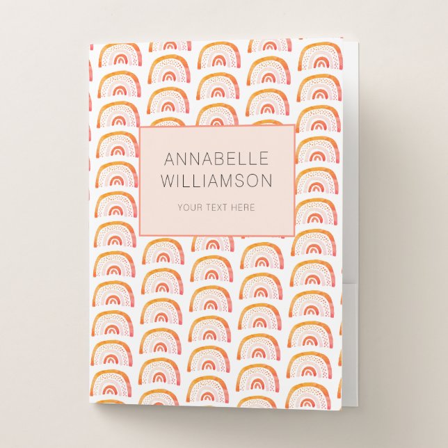 Rainbow orange boho pocket folder (Front)