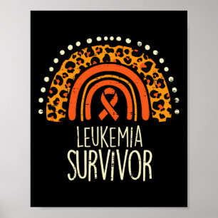 Rainbow Orange Ribbon Survivor Leukemia Awareness  Poster