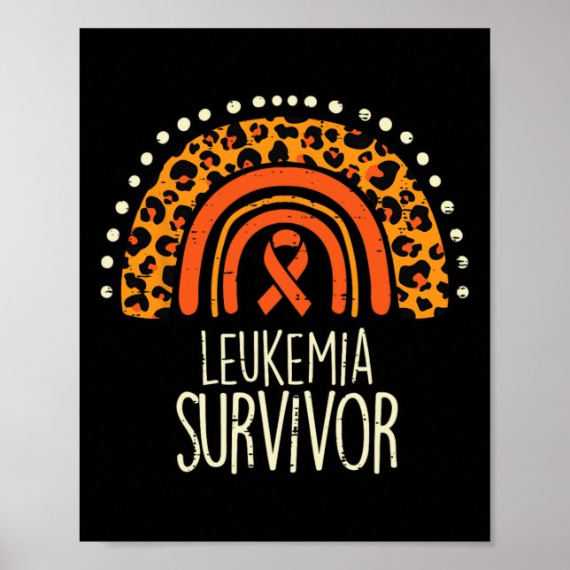 Rainbow Orange Ribbon Survivor Leukemia Awareness  Poster (Front)
