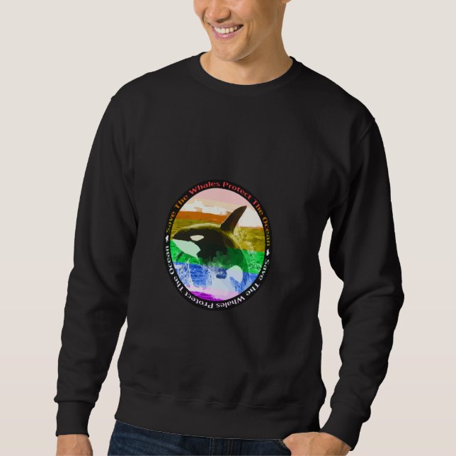 Rainbow Orca Killer Whale Earth Activist Marine Bi Sweatshirt (Front)