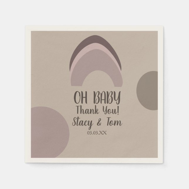 Rainbow Organic Shapes Bohemian Baby Shower Thanks Napkins (Front)
