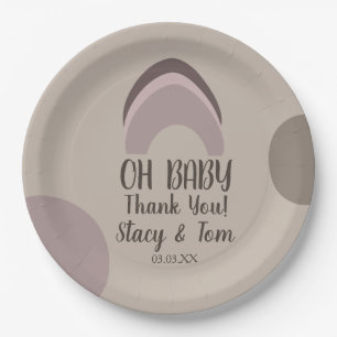 Rainbow Organic Shapes Bohemian Baby Shower Thanks Paper Plates