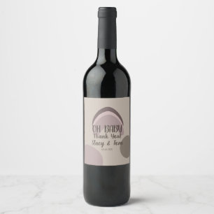 Rainbow Organic Shapes Bohemian Baby Shower Thanks Wine Label