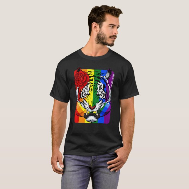 Rainbow Oriental Tiger LGBT-Q Animal Gay Pride Flag Ally Long Sleeve T-Shirt