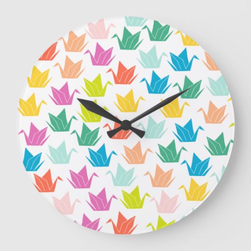 Rainbow Origami Crane Wall Clock
