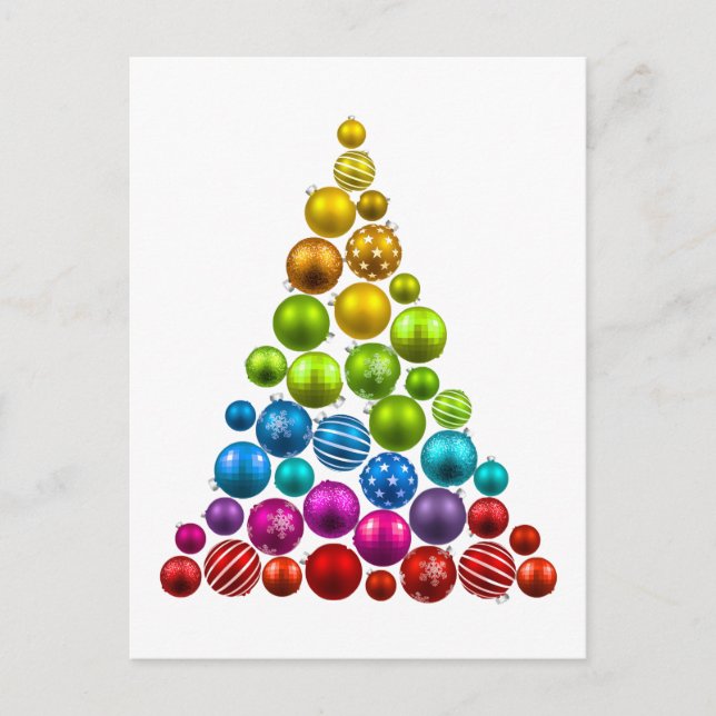 Rainbow Ornament Christmas Tree Holiday Postcard (Front)