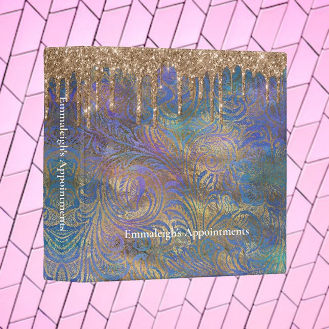 Rainbow Ornamental Gold Glitter Drip 3 Ring Binder (Creator Uploaded)