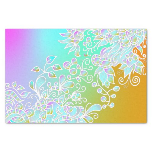 Rainbow Ornate Doodle Henna Hand Drawn Artwork Tissue Paper