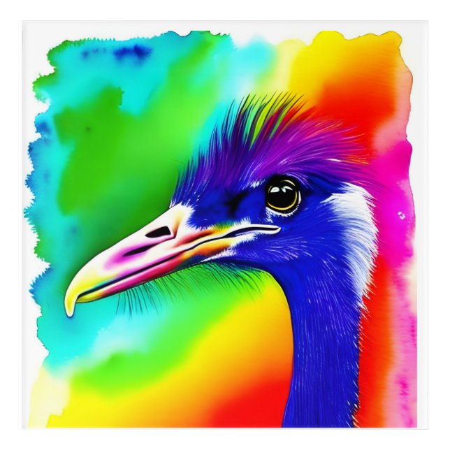 Rainbow Ostrich Acrylic Wall Art (Front)