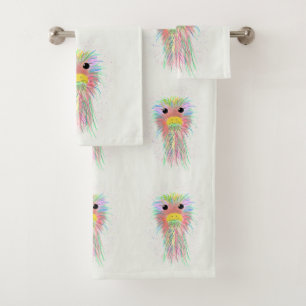Rainbow Ostrich Bath Towel Set