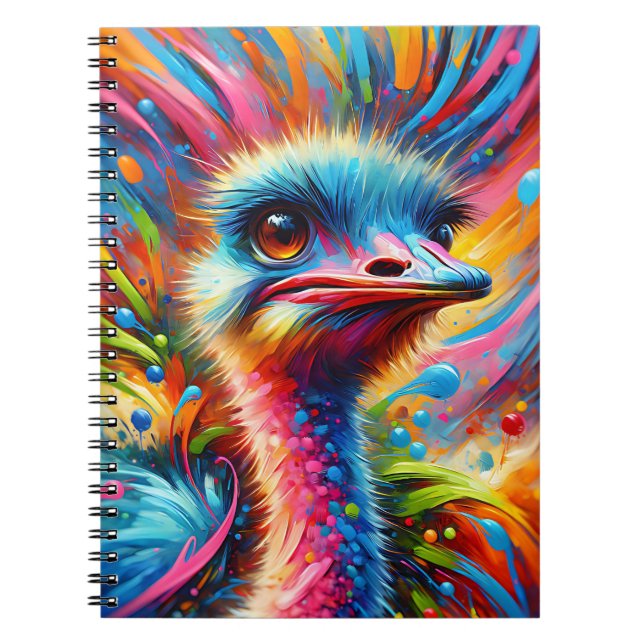 Rainbow Ostrich Splash Notebook (Front)