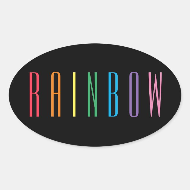 RAINBOW Oval Stickers / Black (Front)